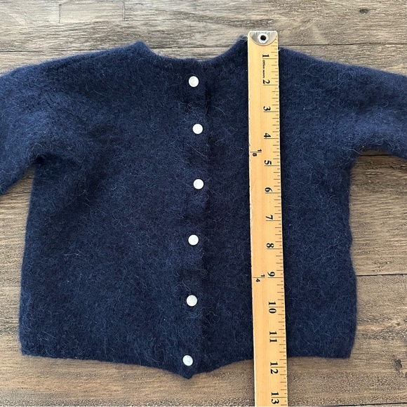 Petit Sezane Girls size 3 Navy Blue Mohair Alpaca Blend Cardigan Sweater Paris - Picture 5 of 6